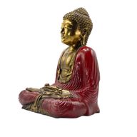 Bouddha rouge et doré - Très grand 40 cm - Duyana Mudra (Méditation)