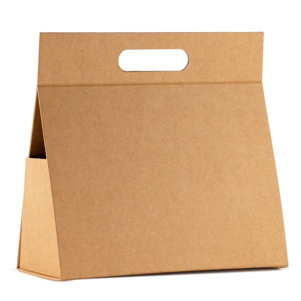 Boîte cadeau à plat - Grande boîte à main (28 x 12,5 x 26 cm) - kraft brun