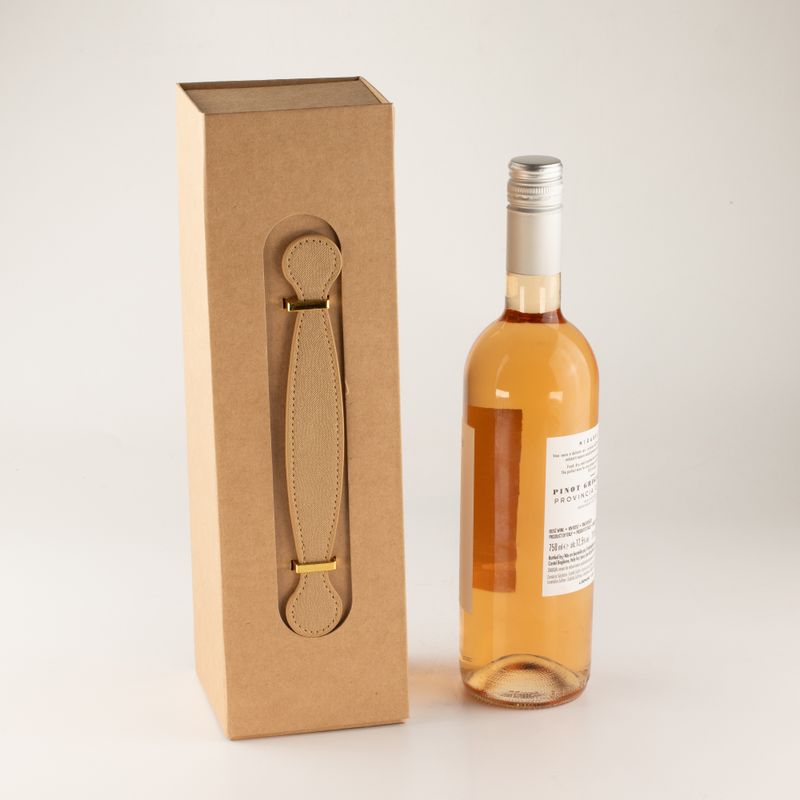 Boîte cadeau à plat - Forme boîte à vin (33,5x10x10,5 cm) - Kraft brun