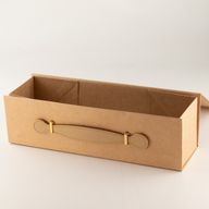 Boîte cadeau à plat - Forme boîte à vin (33,5x10x10,5 cm) - Kraft brun