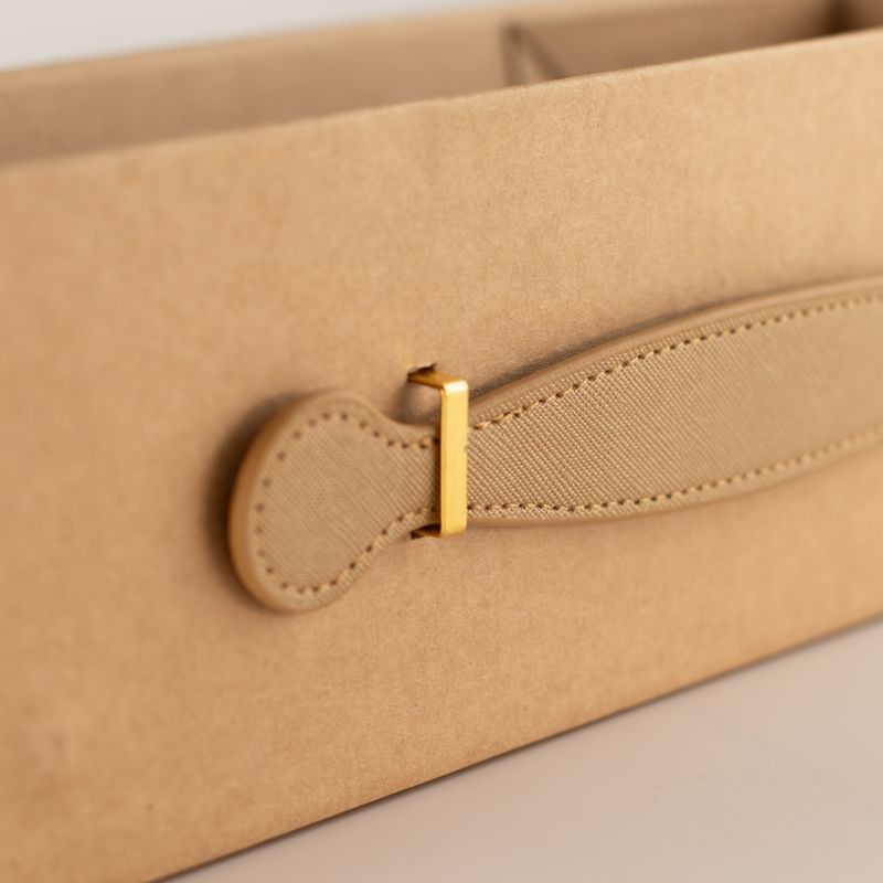 Boîte cadeau à plat - Forme boîte à vin (33,5x10x10,5 cm) - Kraft brun