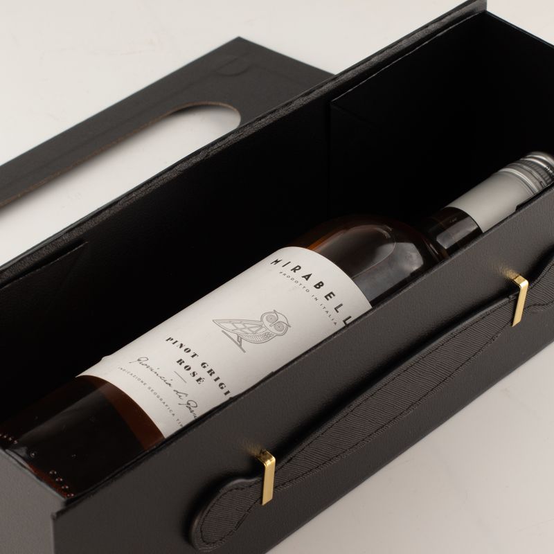 Boîte cadeau à plat - forme boîte à vin (33,5 × 10 × 10,5 cm) - noire