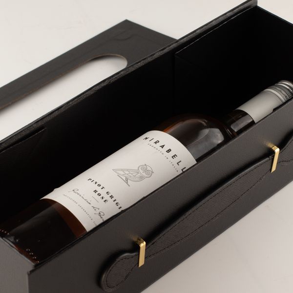 Boîte cadeau à plat - forme boîte à vin (33,5 × 10 × 10,5 cm) - noire