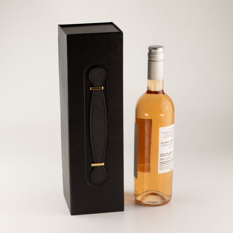 Boîte cadeau à plat - forme boîte à vin (33,5 × 10 × 10,5 cm) - noire