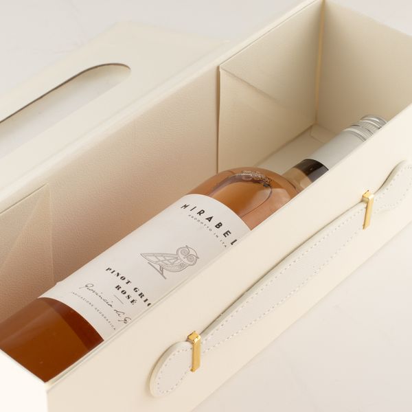Boîte cadeau à plat - Forme boîte à vin (33,5 × 10 × 10,5 cm) - Blanc