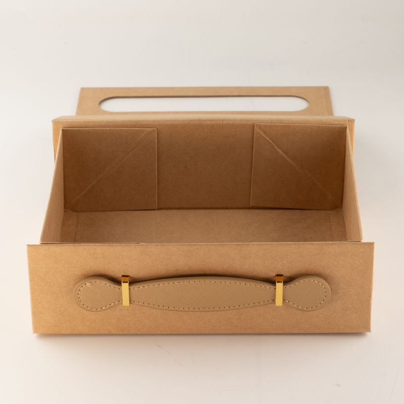 Boîte cadeau à monter - Panier garni moyen (24 x 18,2 x 8 cm) - kraft brun
