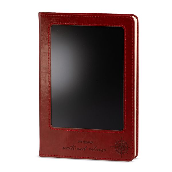 Carnets d’Intentions avec Écran LCD Effaçable - Effet cuir rouge - Feuille de laiton - 80 feuilles