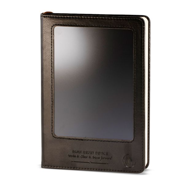 Carnet d’intentions A5 – Écran LCD effaçable – Effet cuir noir – 80 feuilles