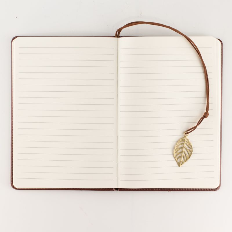 Carnet d’intention - Écran LCD effaçable - Effet cuir brun - Feuille de laiton - 80 feuilles