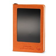 Carnet d'intentions - Écran LCD effaçable - Aspect cuir orange - Feuille de laiton - 80 feuilles