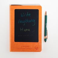 Carnet d'intentions - Écran LCD effaçable - Aspect cuir orange - Feuille de laiton - 80 feuilles