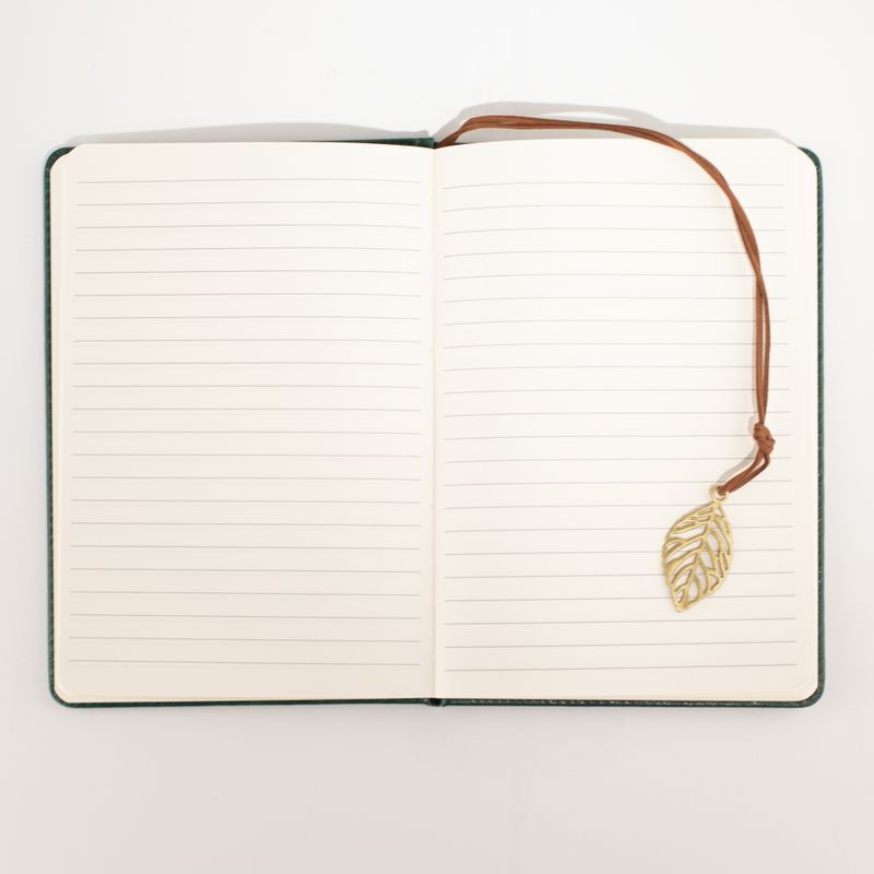 Carnet d'intention - Écran LCD effaçable - Effet cuir vert - Feuille de laiton - 80 feuilles
