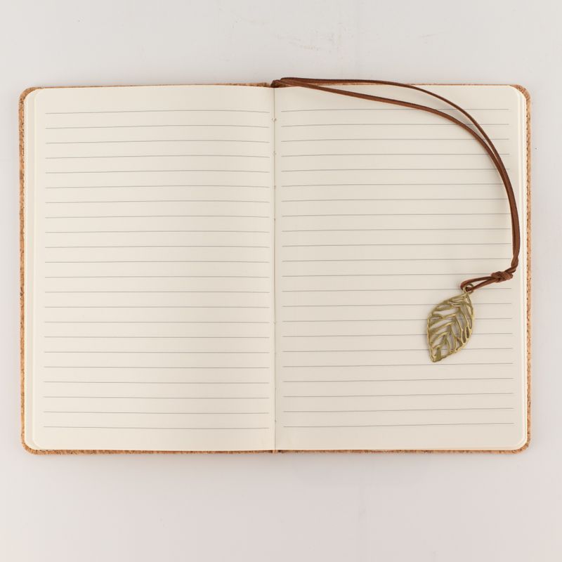 Carnet d'intention - Écran LCD à essuyer - Effet cuir-liège - Feuille de laiton - 80 feuilles
