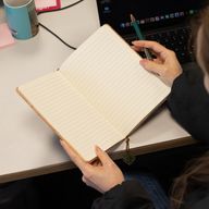 Cahier d'intention A5 - Écran LCD effaçable - Effet cuir liège - 80 feuilles
