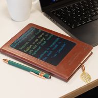 Cahier d'intention A5 - Écran LCD effaçable - Effet cuir liège - 80 feuilles