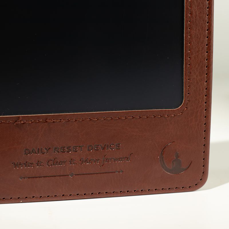 Carnet d'intention A5 - Écran LCD effaçable - Effet cuir marron - 80 feuilles