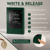 Cahier d'intention A5 - Écran LCD effaçable - Effet cuir vert - 80 feuilles