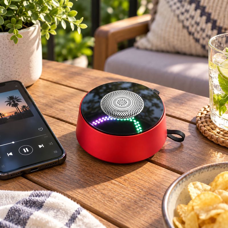 Mini-enceinte à effet lumineux Mandela rouge