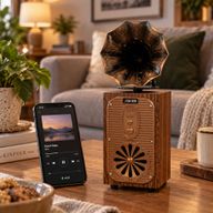 Haut-parleur gramophone rétro sur pied (Très fort) - Bluetooth - 8 watts