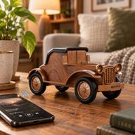 Haut-parleur pour voiture classique et vintage et support pour téléphone - Bluetooth - 5 watts
