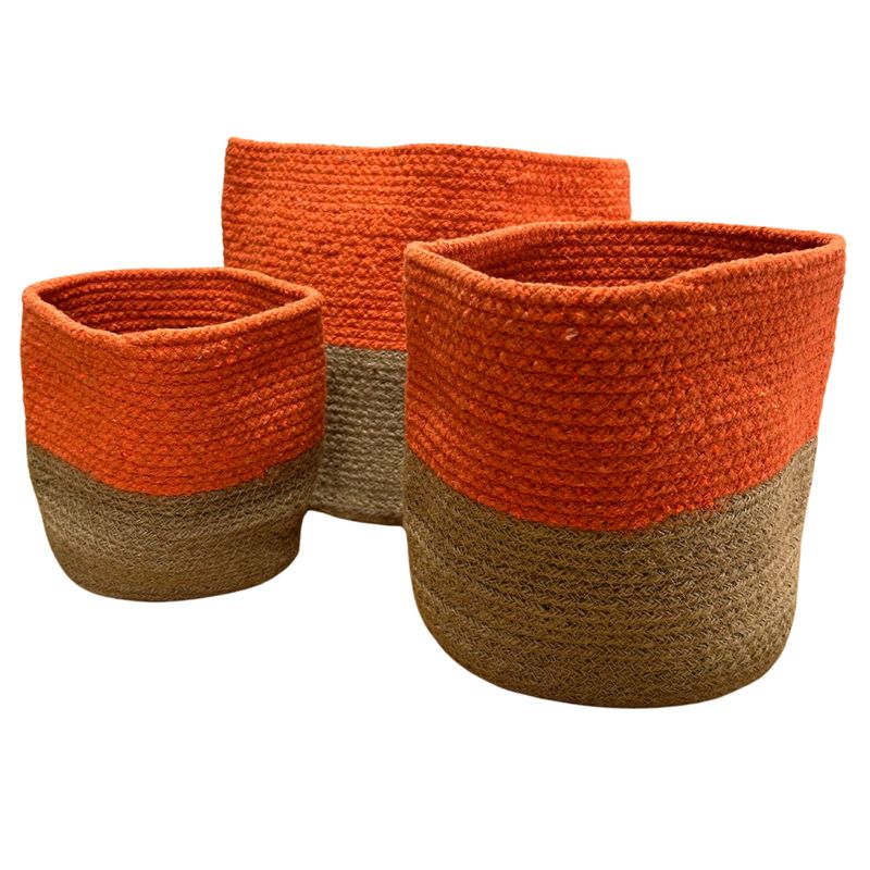 Ensemble de 3 paniers de rangement en corde de coton - Blanc