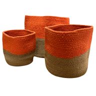 Ensemble de 3 paniers de rangement en corde de coton - Blanc