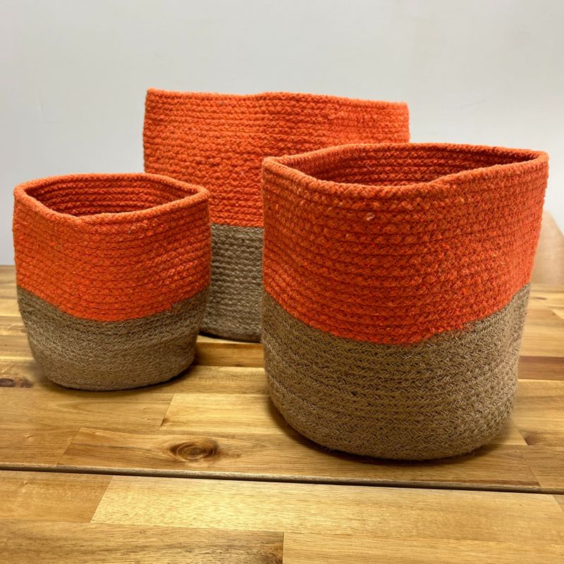 Ensemble de 3 paniers de rangement en corde de coton - Blanc