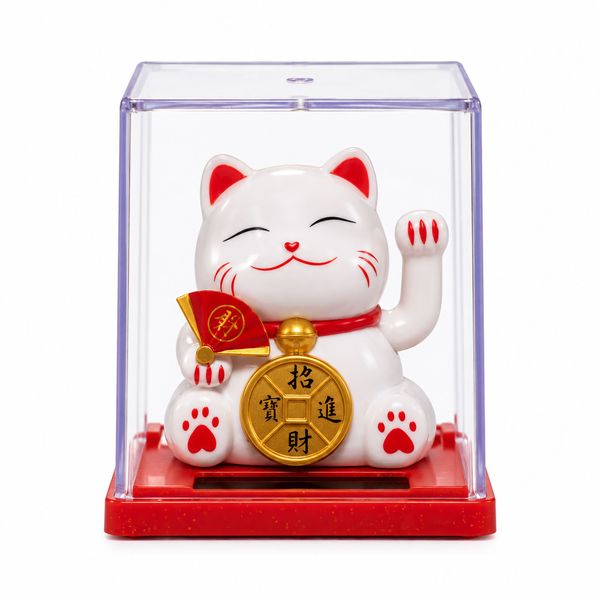 Mini chat solaire en boîte – Blanc