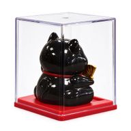 Mini chat porte-monnaie alimenté par énergie solaire dans une boîte - Noir