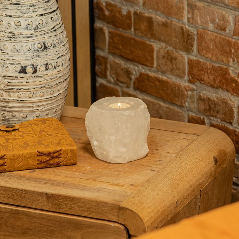 Crystal Rock Support de bougie en sel d'Himalaya 600-800 g