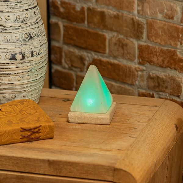 Lampe de Sel Pyramide Blanche USB 9cm (LED multicolor)