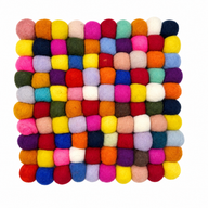 Set de table carré en boules de feutre - 20 cm multicolore