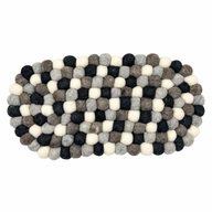 Tapis central ovale en boules de feutre - 38x18cm couleur gris multicolore