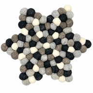 Tapis central en forme d'étoile en boules de feutre - 38x18cm couleur gris multicolore