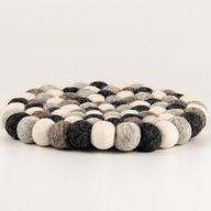 Set de table rond en boules de feutre - 20 cm couleur gris multicolore