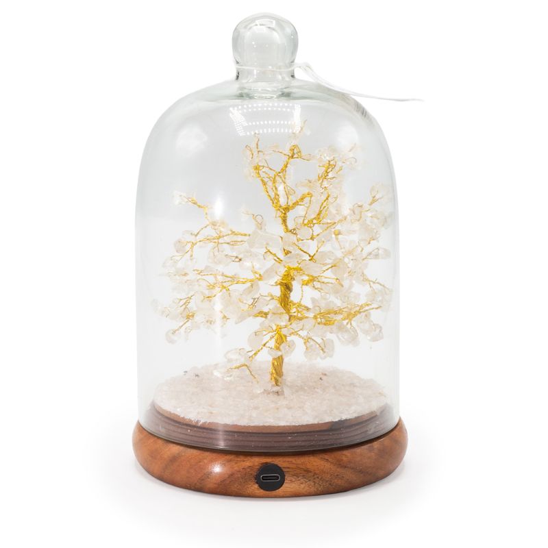 Dôme de jardin en pierres naturelles - Cristal de roche et lumières LED - 200 éclats de pierre