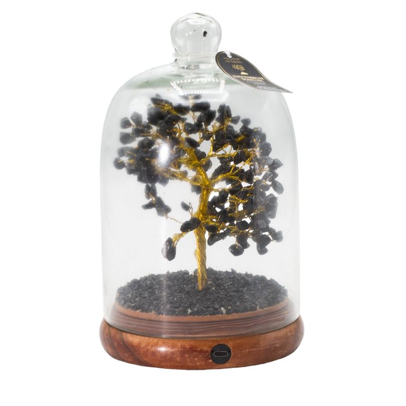 Dôme de jardin en pierres naturelles - Tourmaline noire et lumières LED - 200 éclats de pierre