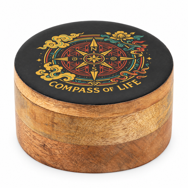 Boîte émaillée ronde – Boussole de la Vie