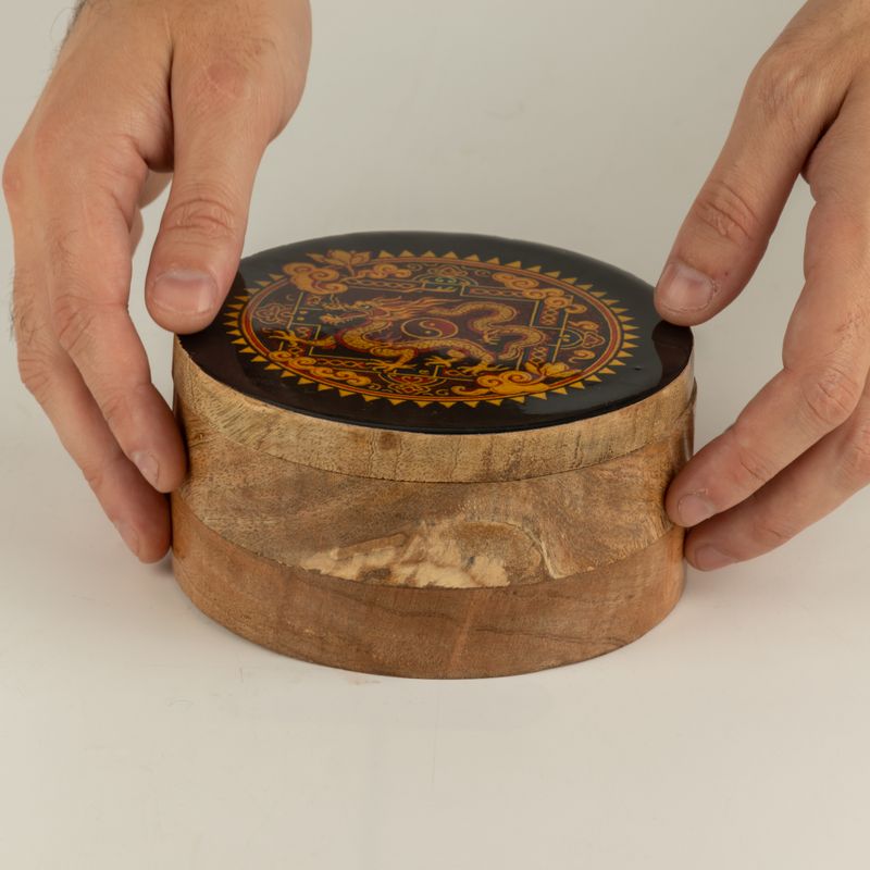 Boîte ronde émaillée – Dragon Yin Yang