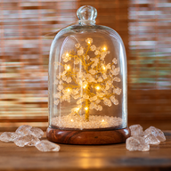 Dôme de jardin en pierres naturelles - Cristal de roche et lumières LED - 200 éclats de pierre