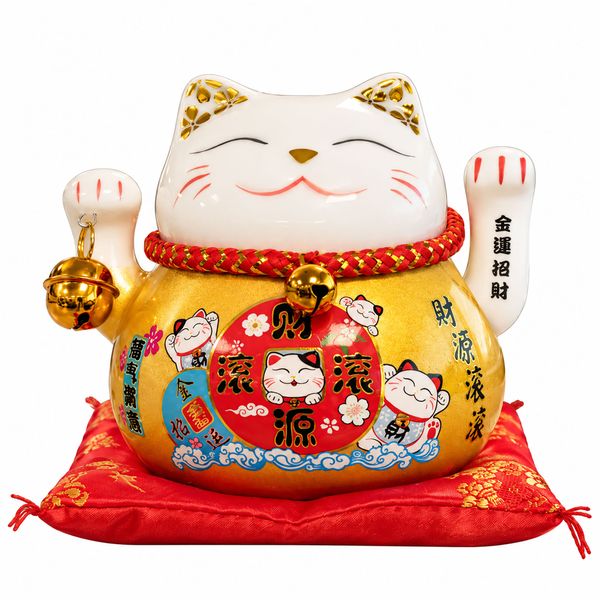 Chat céramique main mobile (piles non incluses) – Or
