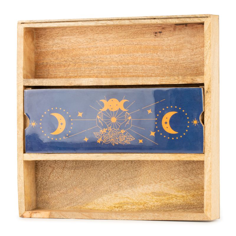 Plateau de Tarot Phases de la Lune Bleue avec support de cartes