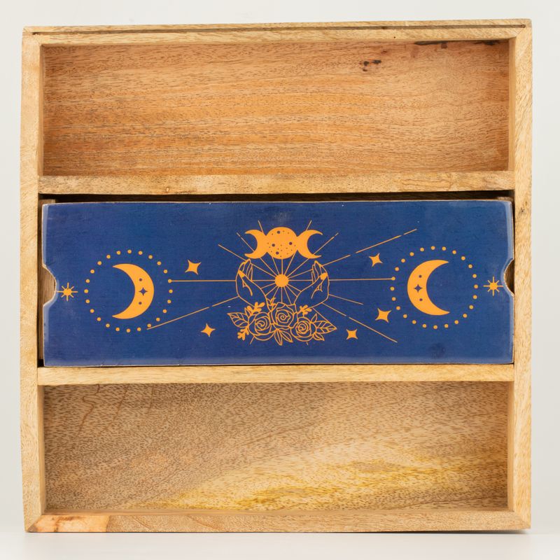 Plateau de Tarot Phases de la Lune Bleue avec support de cartes