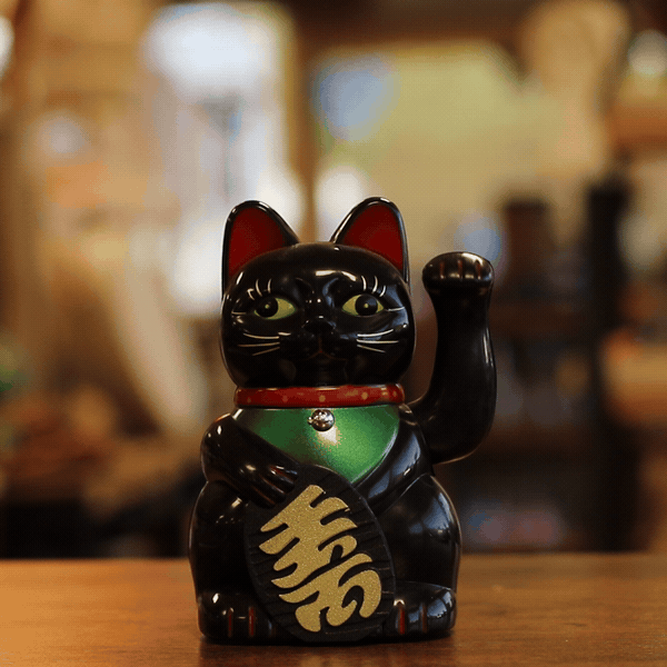 Chat Chinois Noir de Bonne Fortune - 15cm