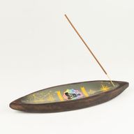 Brûle-encens en émail – Bois de manguier – Chakra