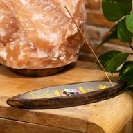 Brûle-encens en émail – Bois de manguier – Chakra