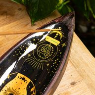 Brûle-encens en émail – Bois de manguier – Hamsa