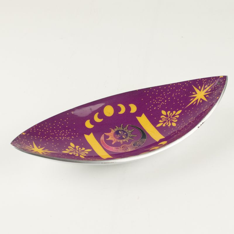 Brûle-encens en émail – Aluminium – Soleil et phases de la lune violet