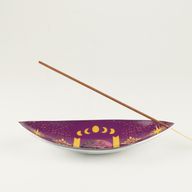 Brûle-encens en émail – Aluminium – Soleil et phases de la lune violet