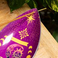Brûle-encens en émail – Aluminium – Soleil et phases de la lune violet